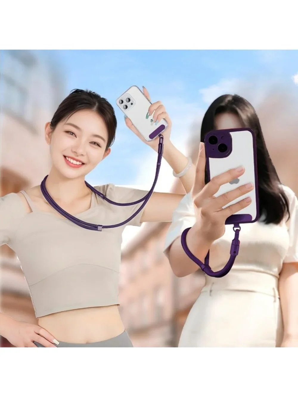 Adjustable Anti-Theft Phone Lanyard 2 Pack - Crossbody Neck & Wrist Strap